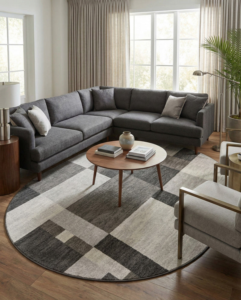 Autumn Meadow Collection Area Rug -  Sycamoreside (Gray) Oval Gray  lifestyle 25