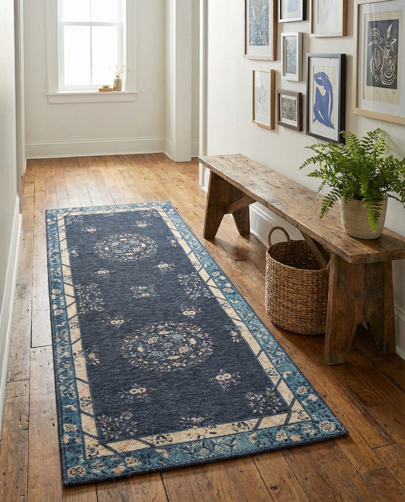 Bazaar Chic Collection Area Rug -  Ouarzazate Runner Navy Blue  lifestyle 43