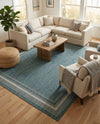 Terrace Fringe Collection Area Rug - Veranda (Teal) Rectangle Teal  lifestyle 25