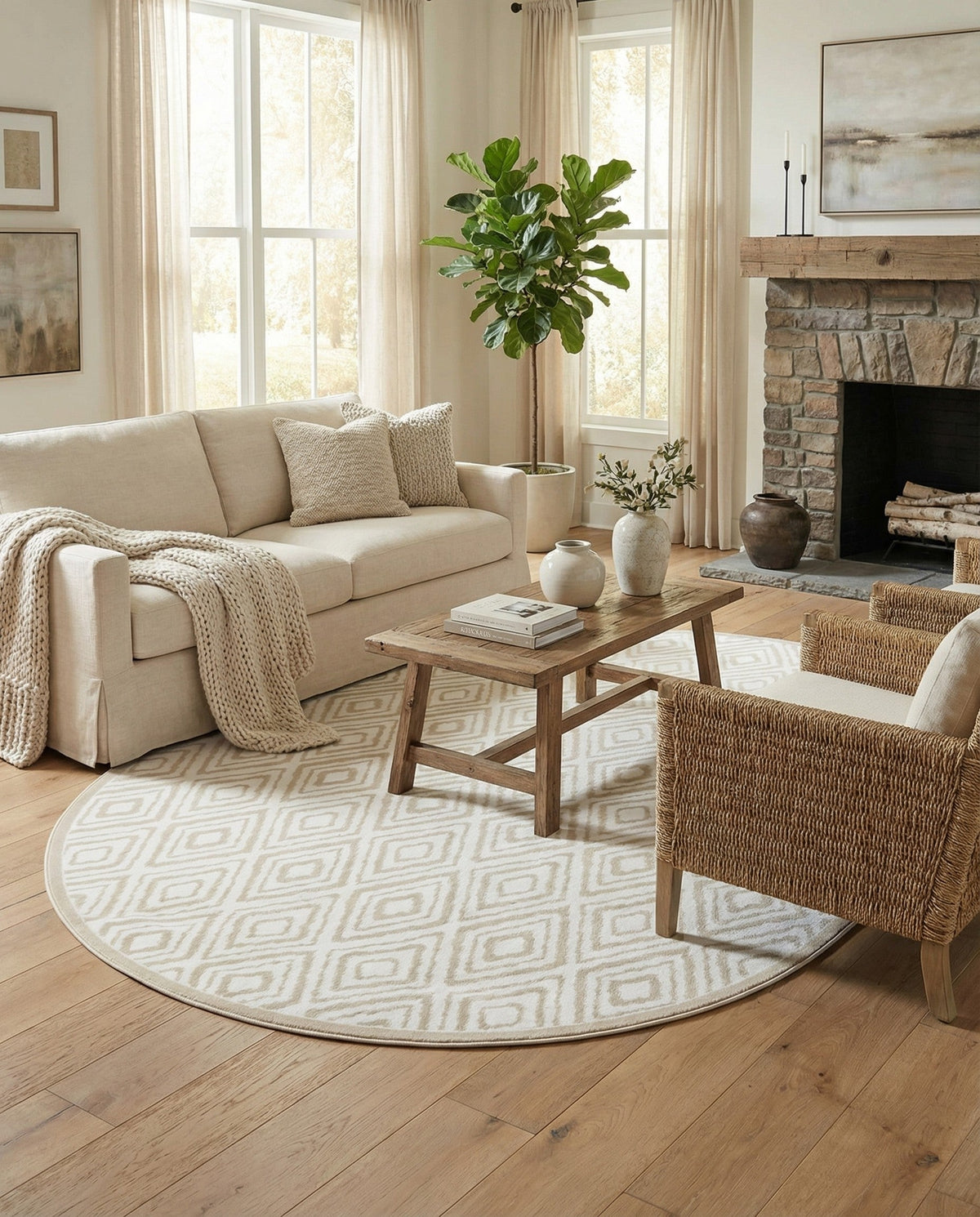Sanctuary Retreat Collection Area Rug -  Oasis Oval Snow White  lifestyle 175