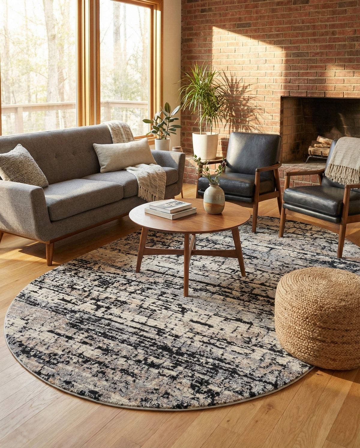 Santa Fe Trails Collection Area Rug -  Chaparral Oval Gray  lifestyle 101