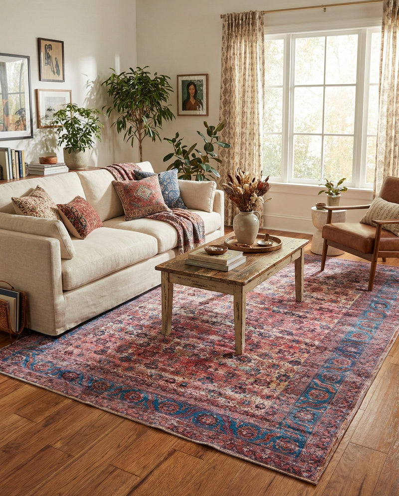 Zahara Oasis Collection Area Rug -  Meknes Rectangle Antique Pink  lifestyle 23