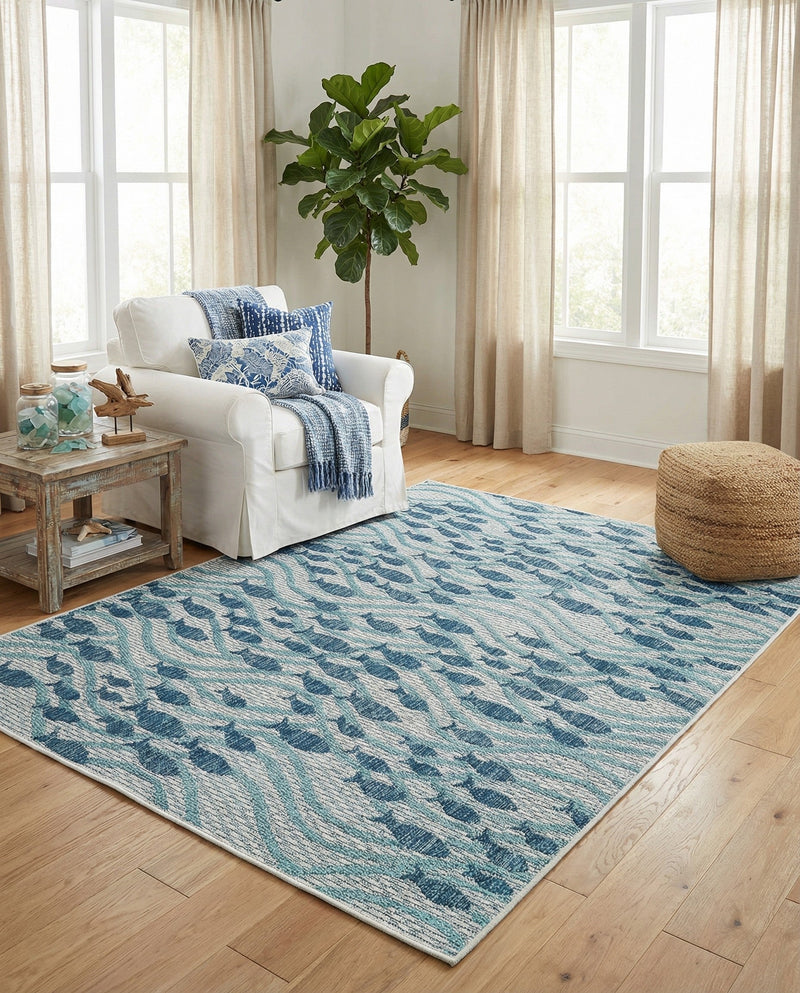 Seaside Haven Rugs Collection Area Rug -  Harbor Rectangle Blue  lifestyle 25