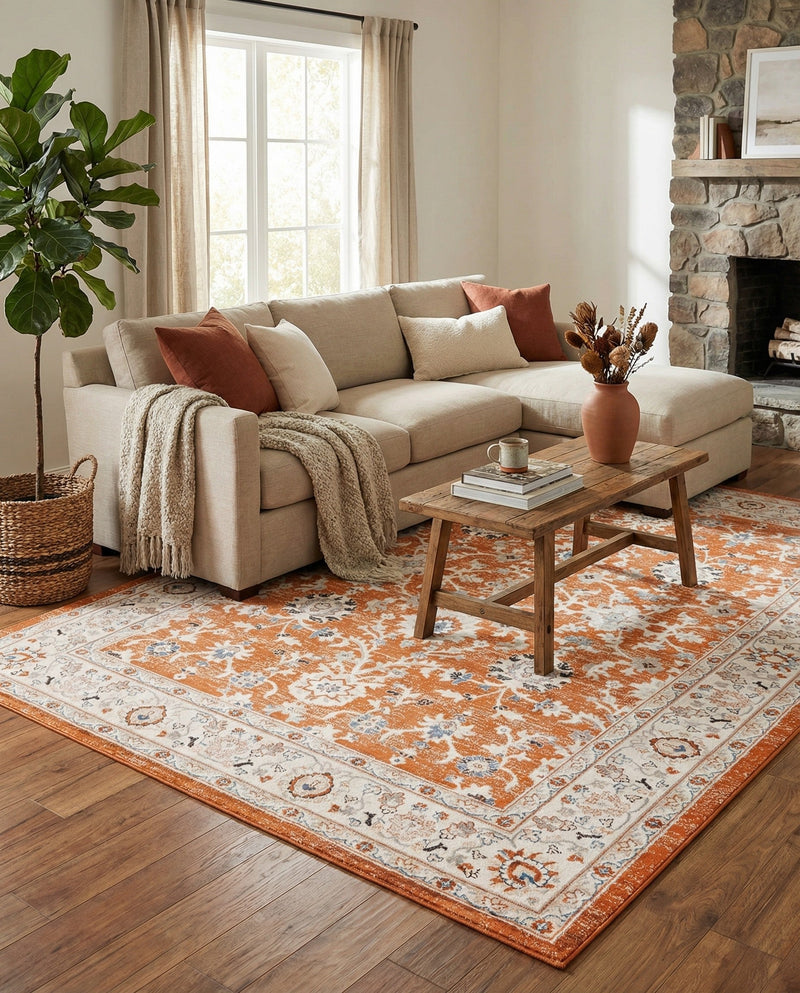 Savannah Elegance Collection Area Rug - Augusta (Rust Red) Rectangle Rust Red  lifestyle 10