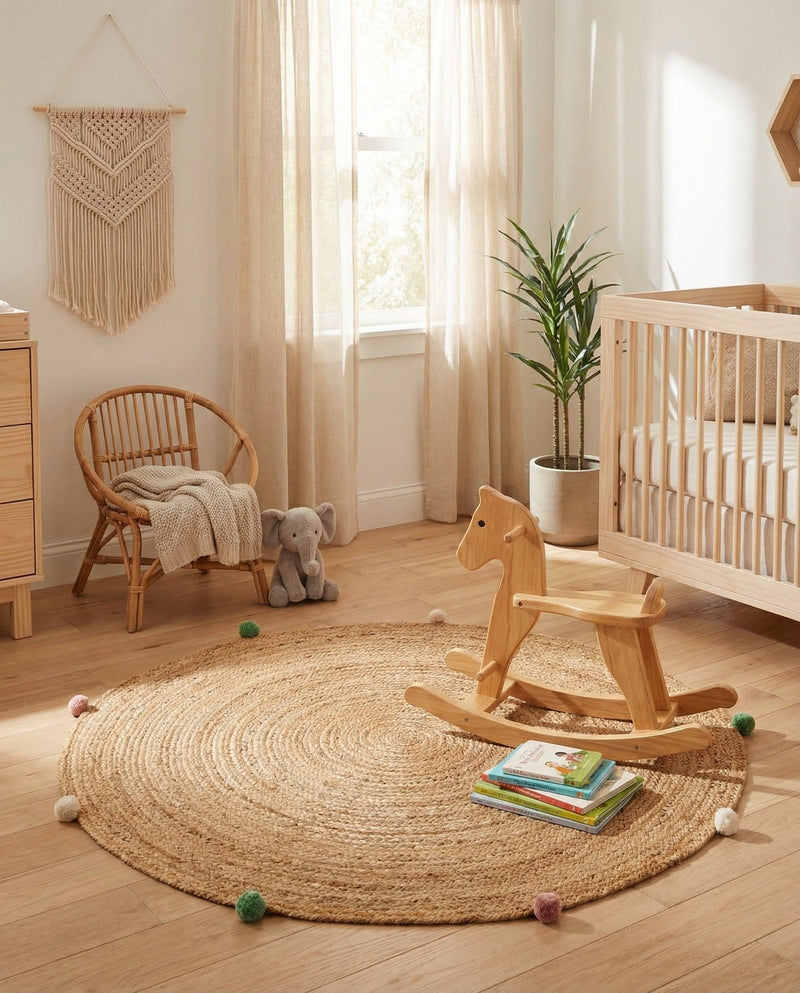 Playful Threads Jute Collection Area Rug - Tanglewood Round Multi  lifestyle 76