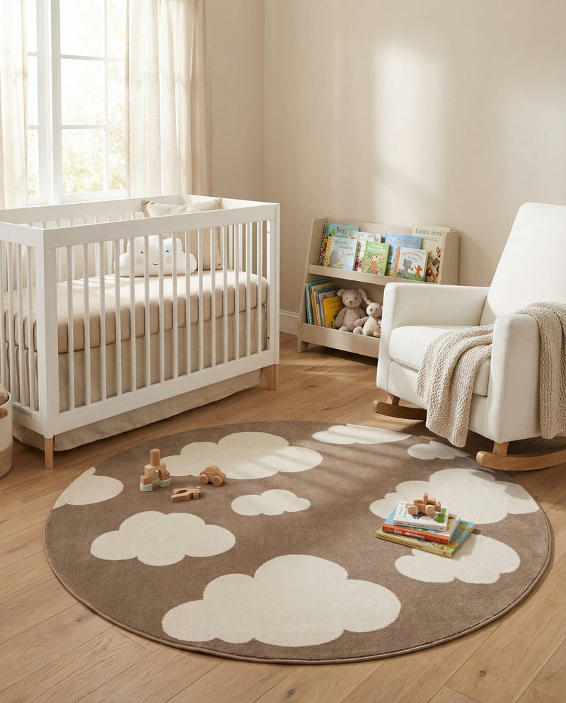 Wonder Tykes Collection Area Rug -  Dreamview Round Hazelnut Beige  lifestyle 79