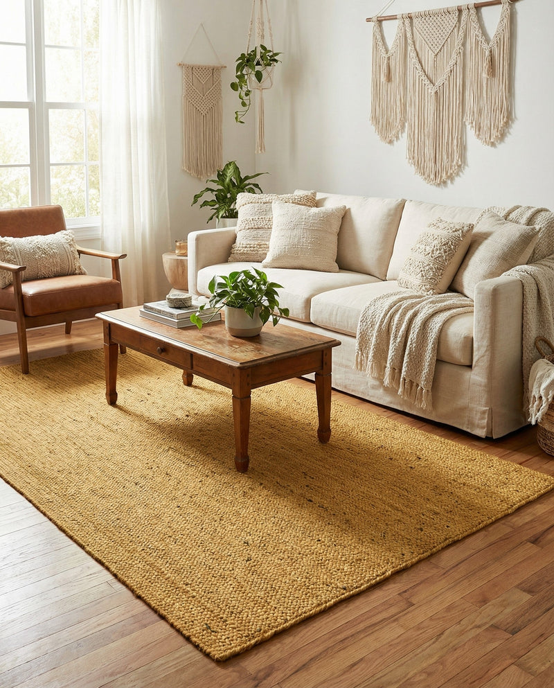 Woven Seaside Jute Collection Area Rug - Savannah (Yellow) Rectangle Yellow  lifestyle 28