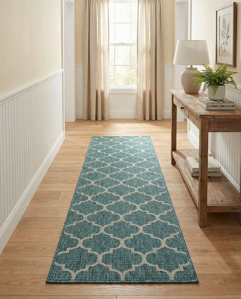 Savannah Pergola Collection Area Rug - Arbor (Teal) Runner Teal  lifestyle 82