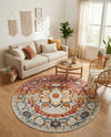 Parisian Elegance Collection Area Rug - Versailles (Rust Red) Round Rust Red  lifestyle 76