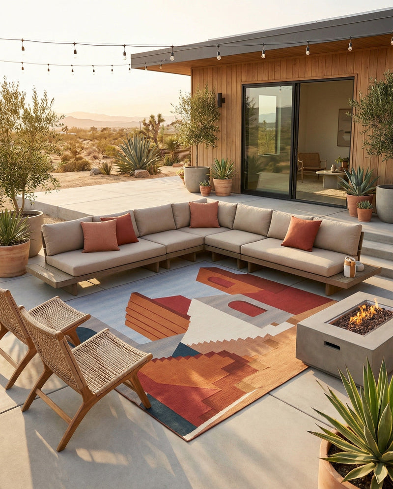 Urban Terrace Collection Area Rug -  Patio Square Multi  lifestyle 62