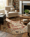 Neptune Elegance Collection Area Rug -  Naiad Octagon Burgundy Beige  lifestyle 53