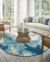 Urban Terrace Collection Area Rug -  Gazebo Round Blue and Ivory  lifestyle 72