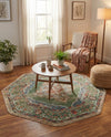Savannah Soiree Collection Area Rug - Serengeti (Green) Octagon Green  lifestyle 73