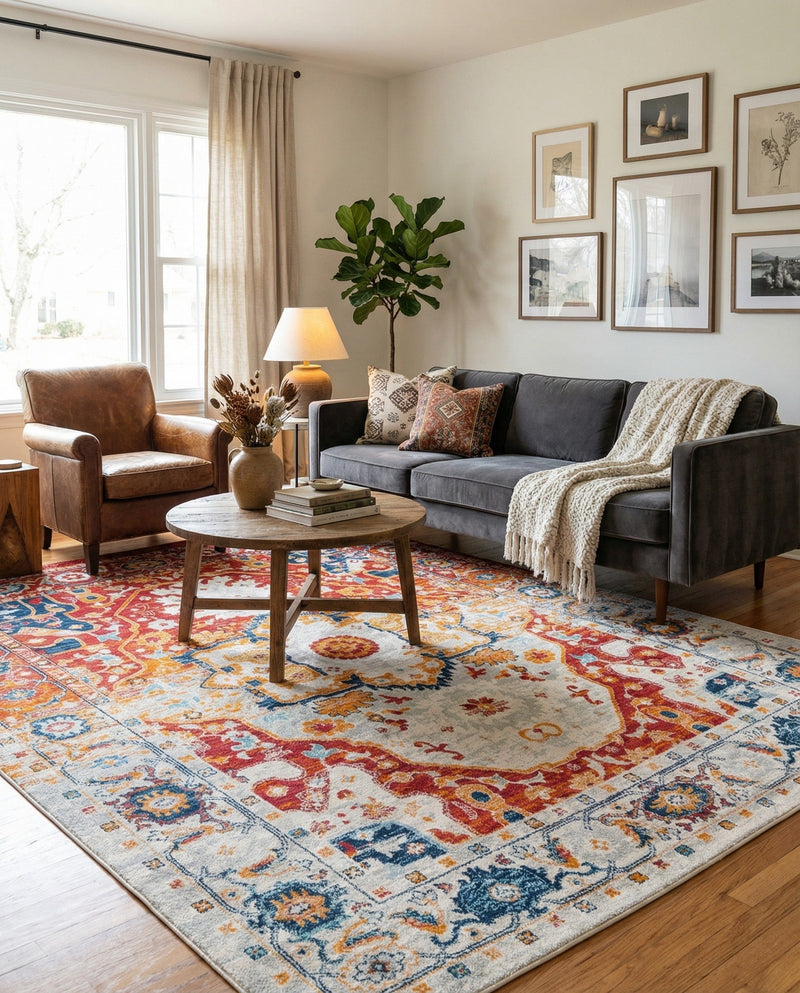 Parisian Elegance Collection Area Rug - Versailles (Rust Red) Rectangle Rust Red  lifestyle 13