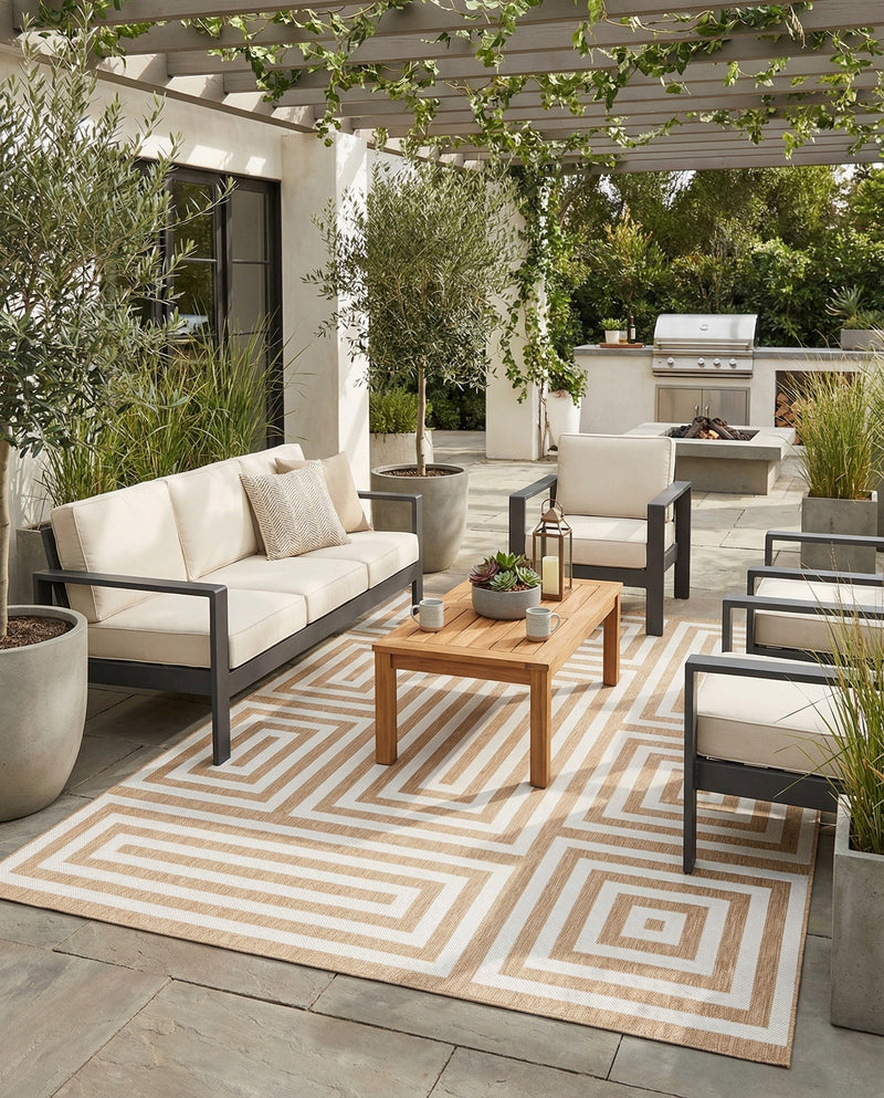 Urban Terrace Collection Area Rug -  Flatiron Rectangle Taupe  lifestyle 12
