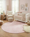 Mediterranean Lattice Collection Area Rug - Santorini (Pink) Round Pink  lifestyle 47