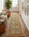 Seville Stripes Collection Area Rug -  Malaga (Yellow) Runner Yellow  lifestyle 70