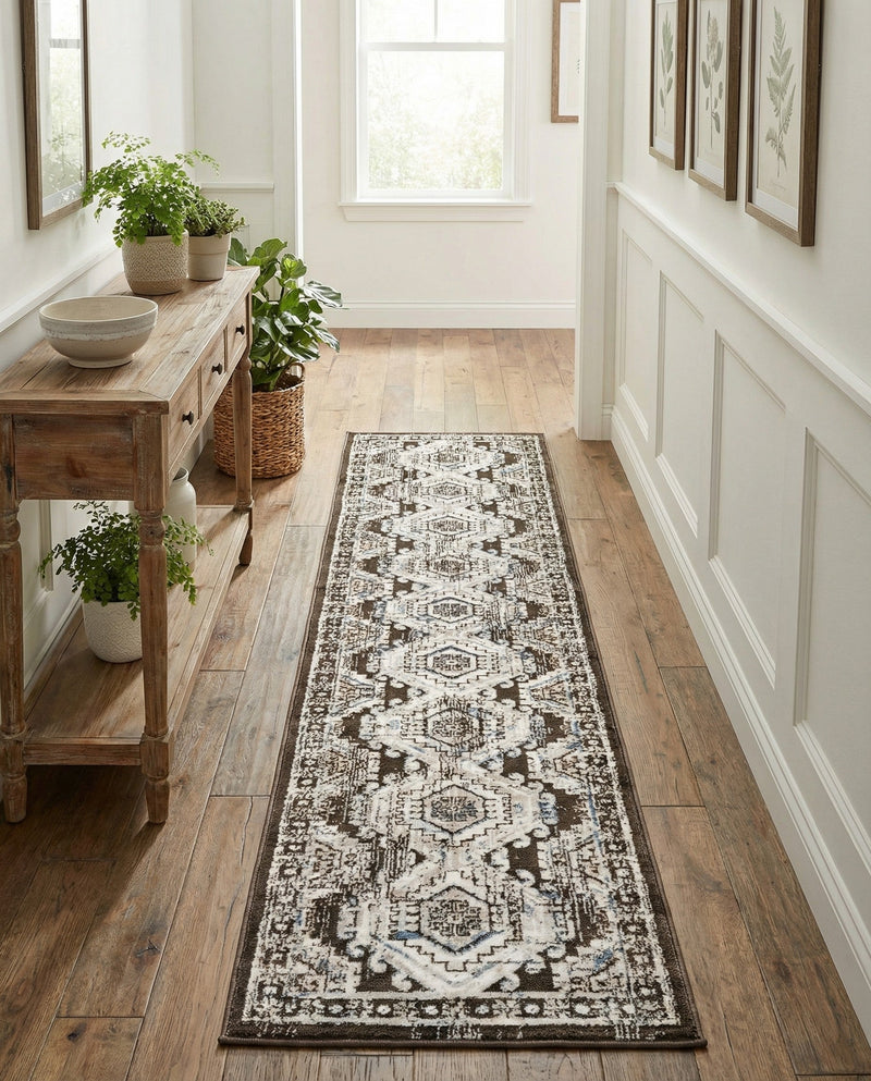 Savannah Elegance Collection Area Rug -  Tybee (Gray) Runner Gray  lifestyle 79