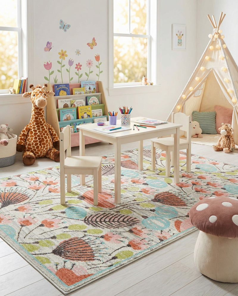 Wonder Tykes Collection Area Rug -  Fantasy Rectangle Ivory  lifestyle 19
