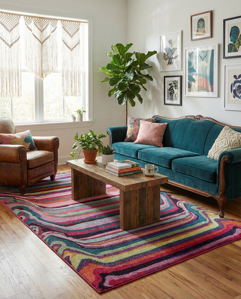 Chromatic Oasis Collection Area Rug -  Dapple Rectangle Multi  lifestyle 12