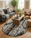 Cascade Range Collection Area Rug - Hood (Black and White) Oval Black and White  lifestyle 72