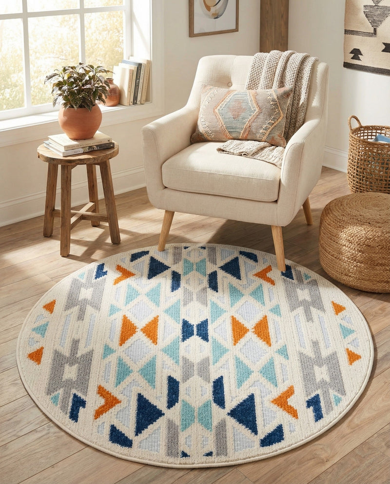 Bahama Breeze Outdoor Collection Area Rug -  Andros Round Gray  lifestyle 65