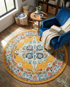 Beverly Grove Collection Area Rug -  Fairfax (Yellow) Round Yellow  lifestyle 67