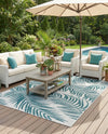 Seaside Blooms Collection Area Rug - Verdure (Teal Ivory) Rectangle Teal Ivory  lifestyle 17