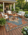 Patio Heritage Collection Area Rug -  Grove Rectangle Navy Blue and Rust Red  lifestyle 18