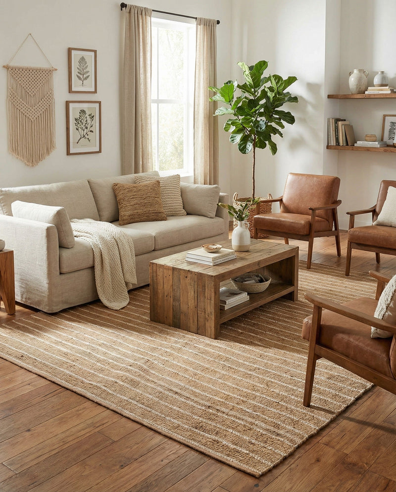 Sequoia Handwoven Jute Collection Area Rug - Briarwood Rectangle Natural  lifestyle 13