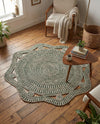 Woven Seaside Jute Collection Area Rug - Nantucket Round Green and White  lifestyle 62