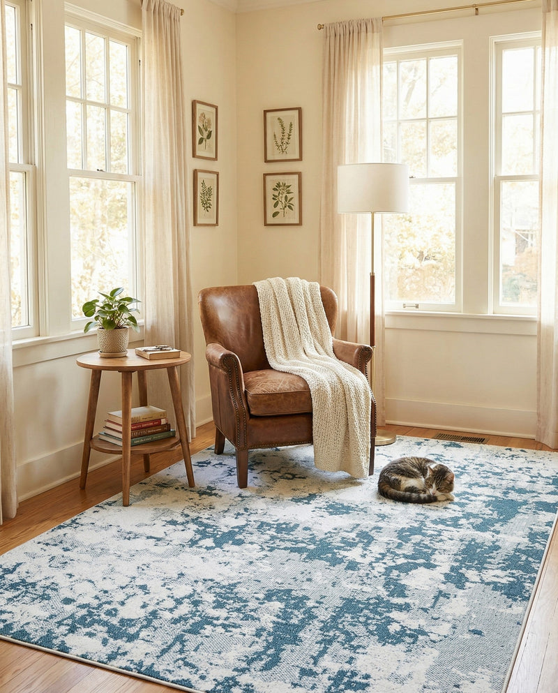 Cathedral Elegance Collection Area Rug -  Basilica Rectangle Navy Blue  lifestyle 29