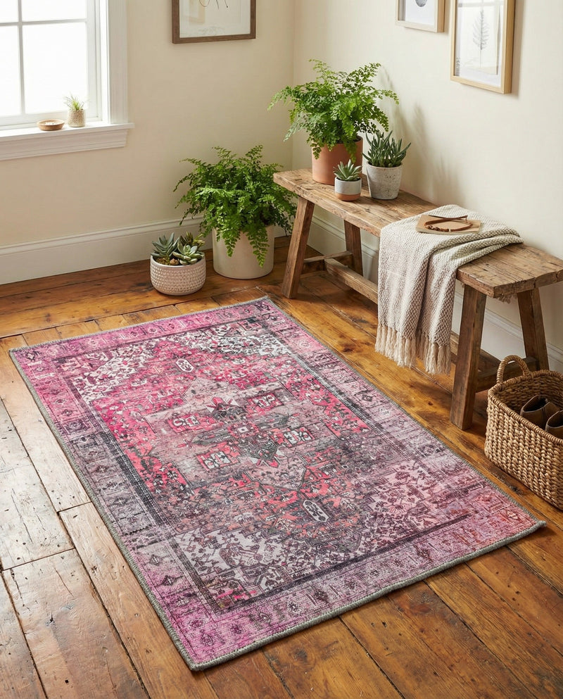Heritage Elegance Collection Area Rug -  Windsor (Pink) Rectangle Pink  lifestyle 3