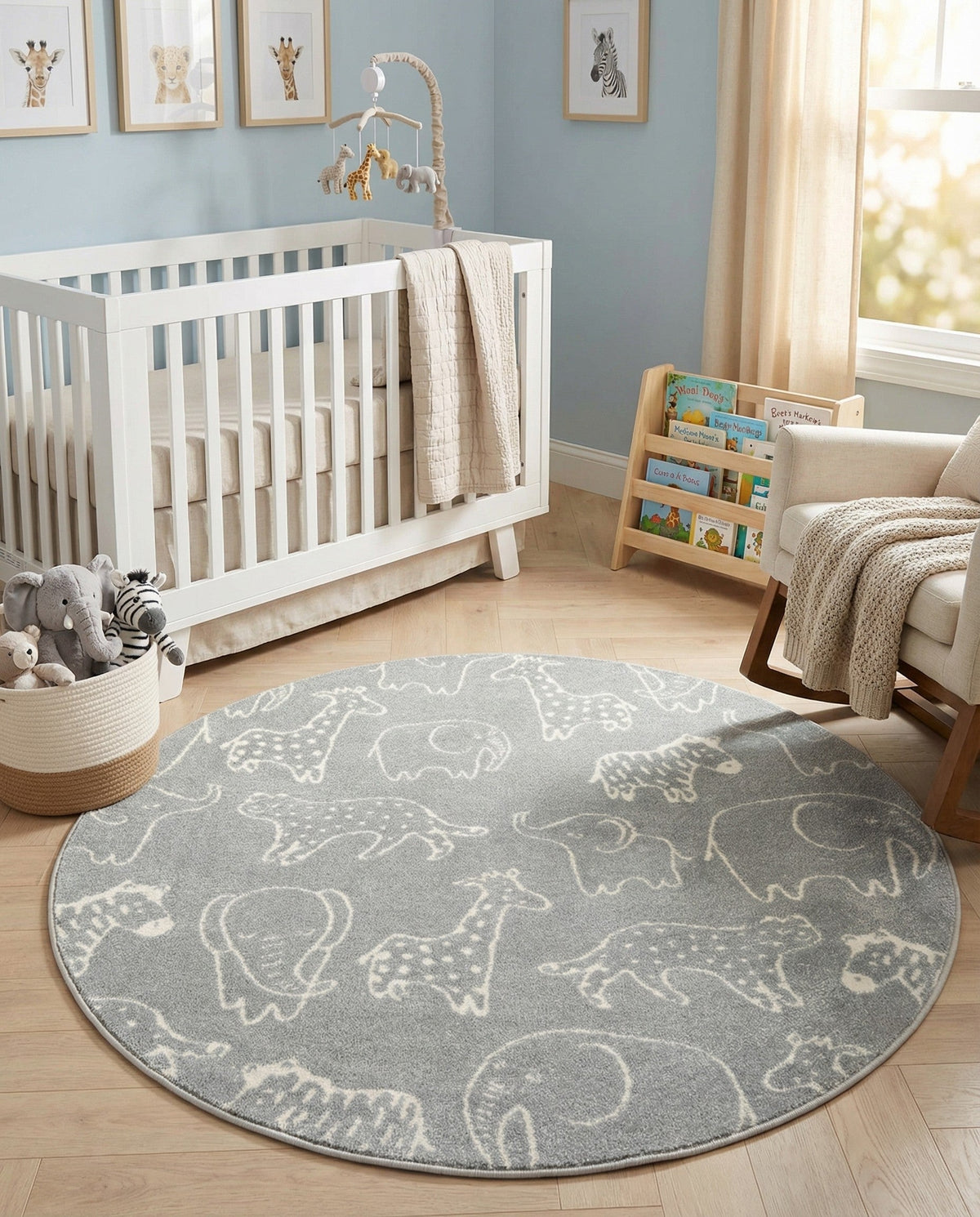 Wonder Tykes Collection Area Rug -  Spectrum Round Gray  lifestyle 143