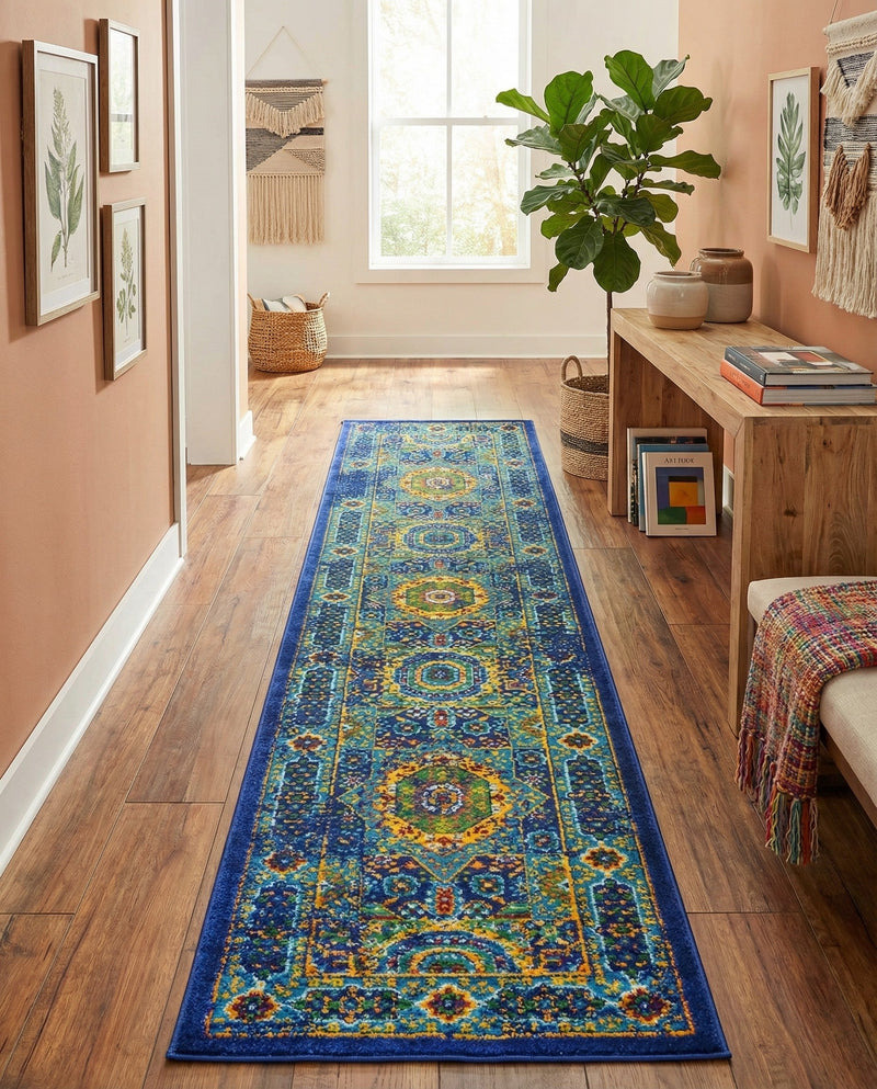 Caribbean Cove Collection Area Rug -  Grenada Runner Navy Blue  lifestyle 56