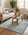 Tribal Terrace Treasures Collection Area Rug - Mayan Marina (Teal) Rectangle Teal  lifestyle 21
