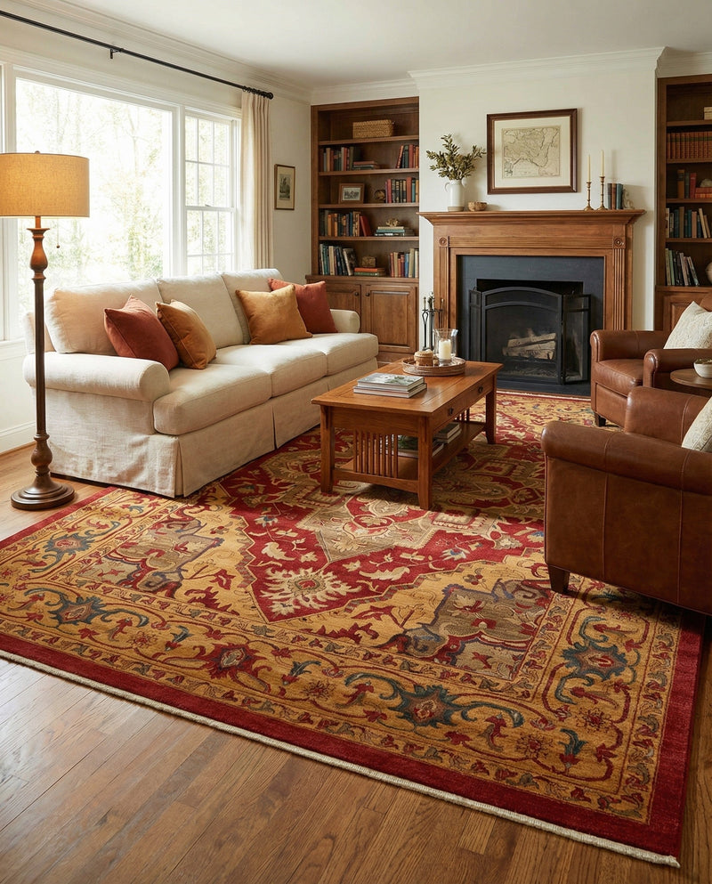 Persian Elegance Collection Area Rug -  Golestan Rectangle Red  lifestyle 54