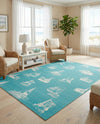 Seaside Haven Rugs Collection Area Rug -  Beachcomber Rectangle Teal  lifestyle 14