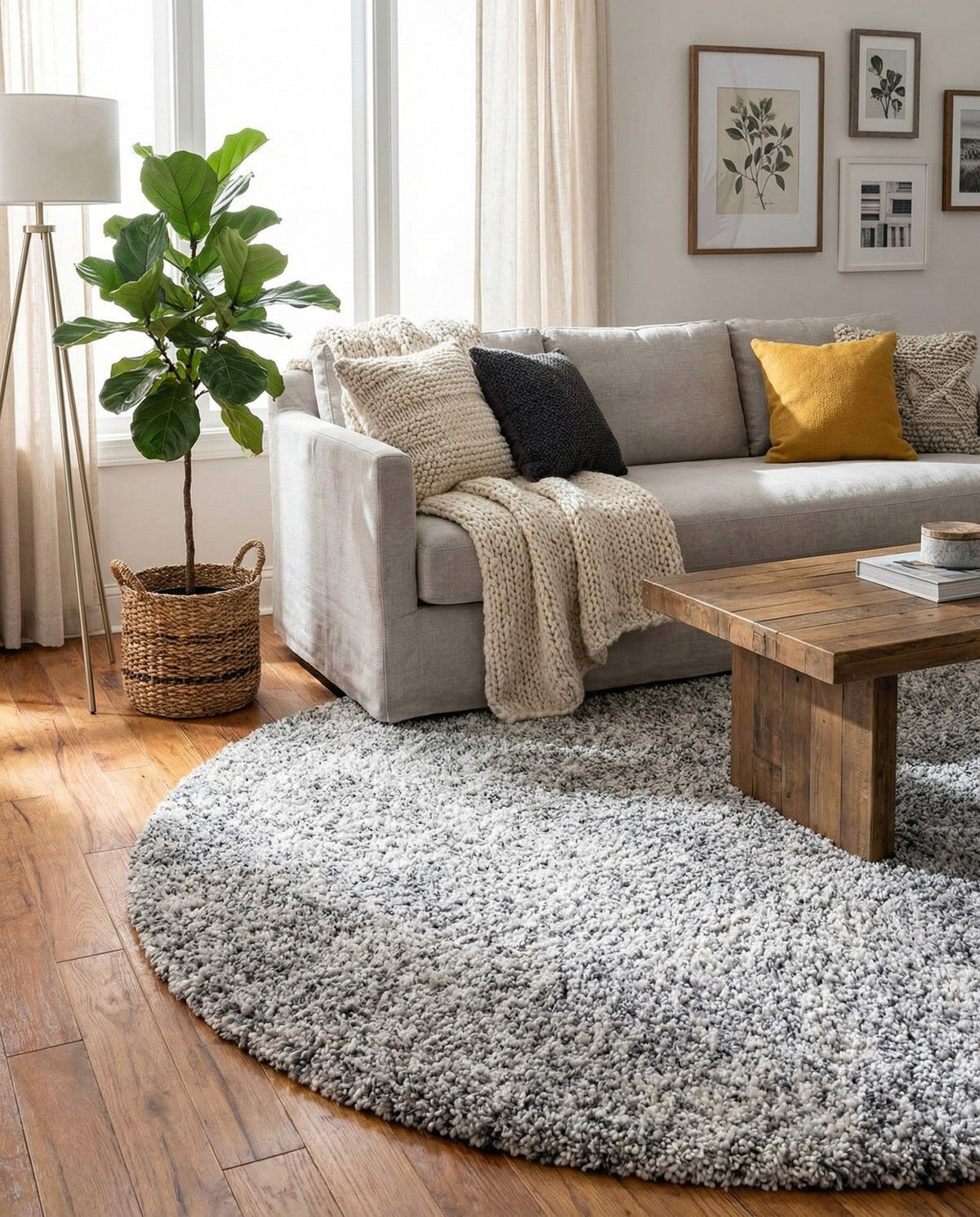 Cozy Cove Shag Collection Area Rug -  Harbor Round Gray  lifestyle 111