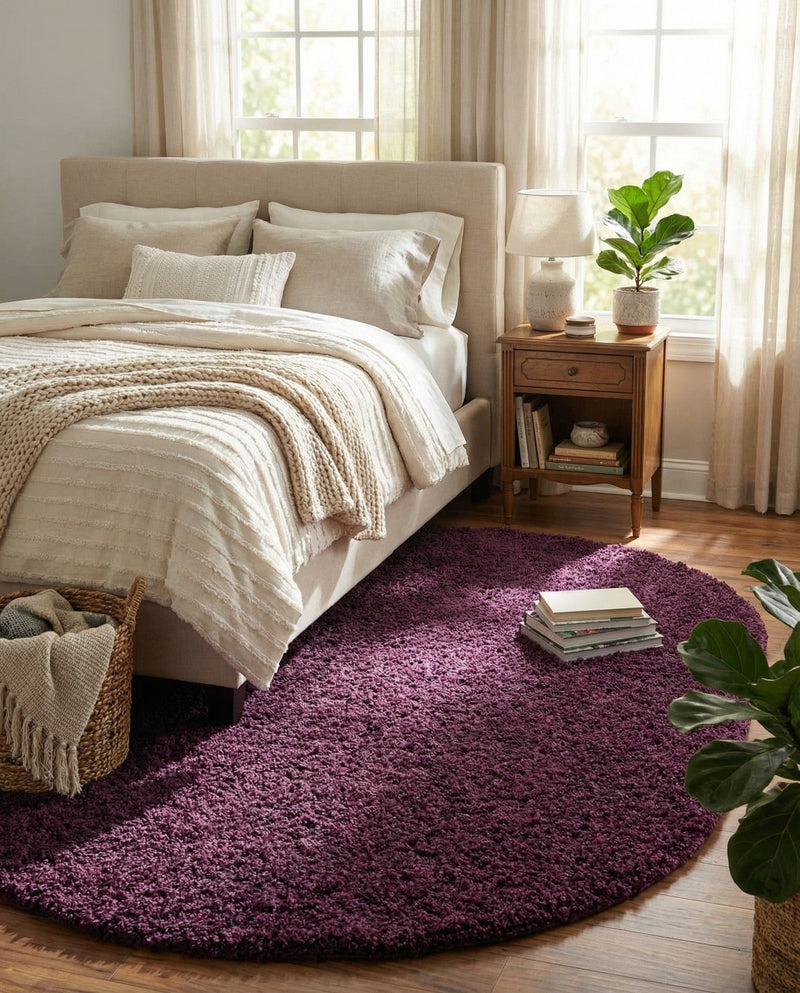 Plush Oasis Collection Area Rug - Serenity (Eggplant Purple) Oval Eggplant Purple  lifestyle 43