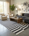 Seaside Stripes Collection Area Rug - Cabana (Charcoal) Square Charcoal  lifestyle 43