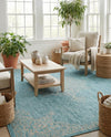 Patio Heritage Collection Area Rug -  Charleston (Light Aqua) Rectangle Light Aqua  lifestyle 13