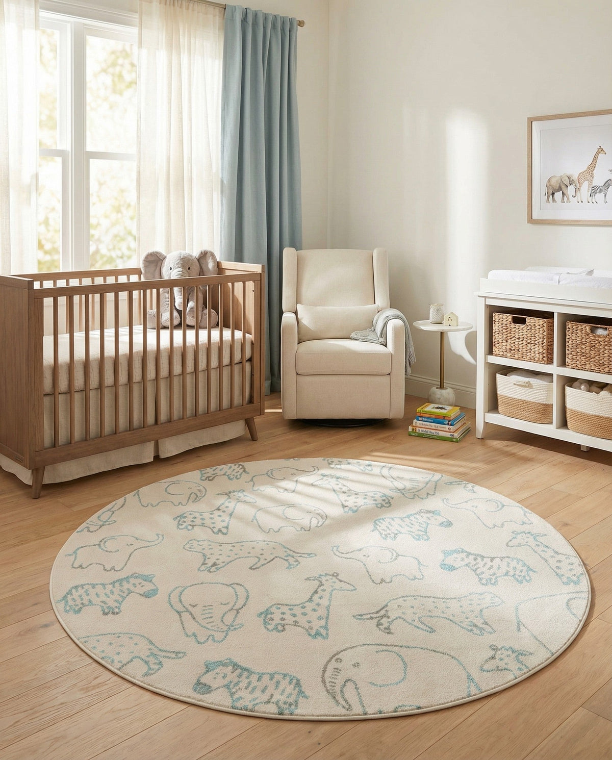 Wonder Tykes Collection Area Rug -  Spectrum Round Ivory  lifestyle 175