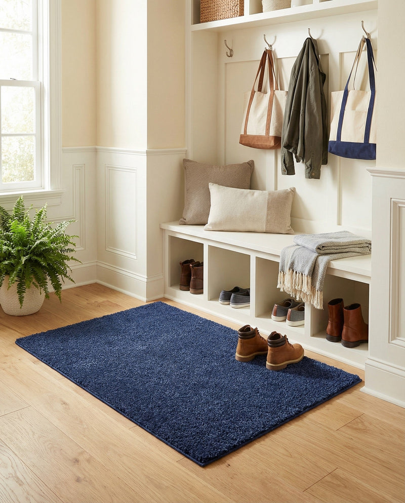 Solid Shag Seaside Collection Area Rug - Azure Cove (Navy Blue) Rectangle Navy Blue  lifestyle 15