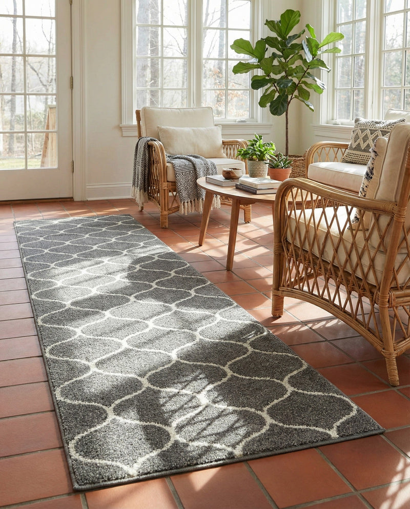 Trellis Mosaic Collection Area Rug -  Pergolatown (Dark Gray) Runner Dark Gray  lifestyle 66