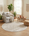 Desert Nomad Terrace Collection Area Rug - Sahara (Gray) Round Gray  lifestyle 67