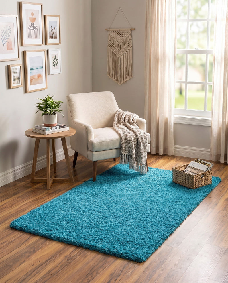 Plush Oasis Collection Area Rug - Serenity (Turquoise) Rectangle Turquoise  lifestyle 32