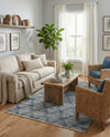 Thar Cotton Collection Area Rug - Pune Rectangle Denim blue  lifestyle 10