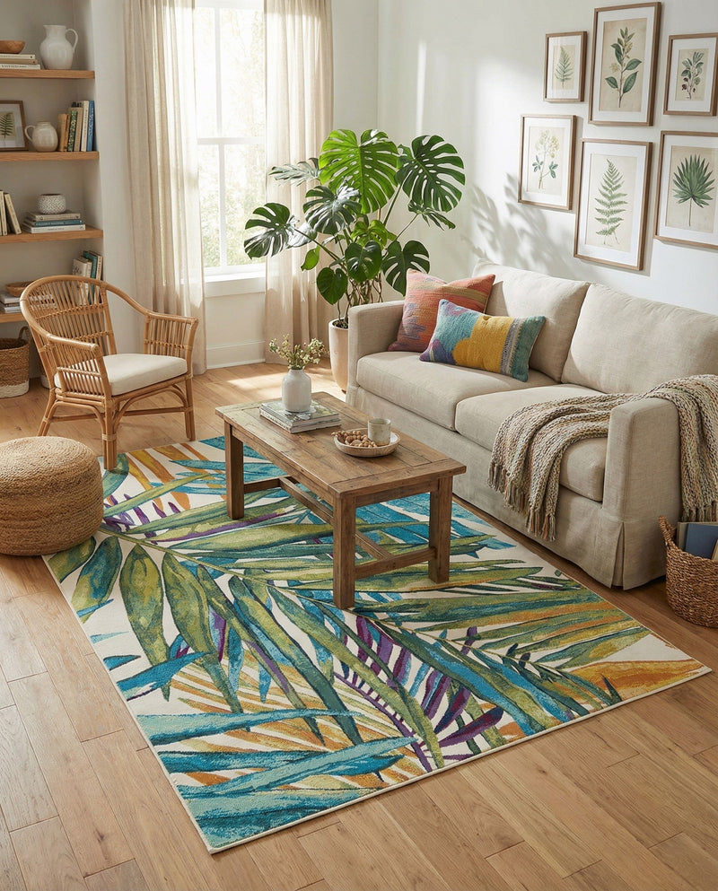 Seaside Blooms Collection Area Rug -  Arcadia Rectangle Multi  lifestyle 35