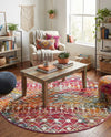 Mediterranean Lattice Collection Area Rug - Santorini (Multi) Round Multi  lifestyle 67